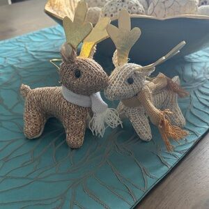 Target Gold-Antler Knit Reindeer Pair Ornaments in Brown and Cream